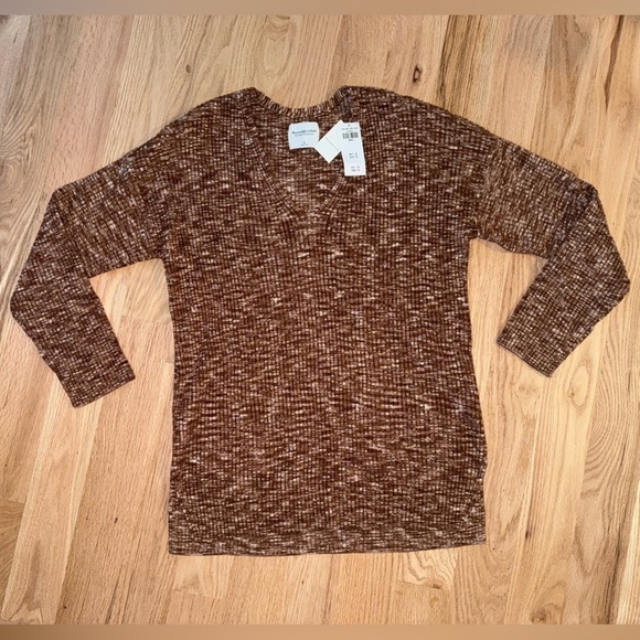 NEW w/ Tags Abercrombie & Fitch Brown Long Sleeve Ribbed Shirt Small Oversized - Picture 7 of 9